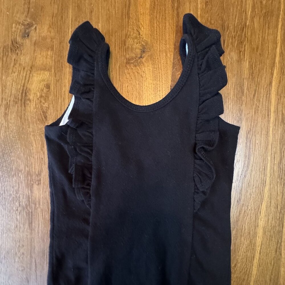 REMIE GIRL Black Leotard Girls 4 4T Ruffle Tank Cotton Leo Girl Lined Solid - Picture 3 of 7